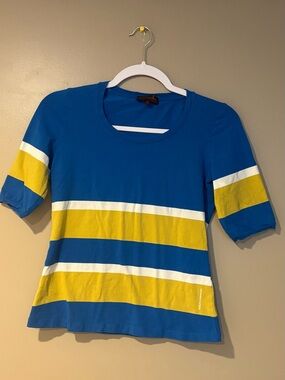 adolfo dominguez fitted 90s polo nautical stretchy colourblock tee